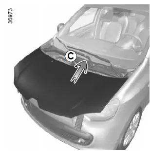 Sluiten van de motorkap